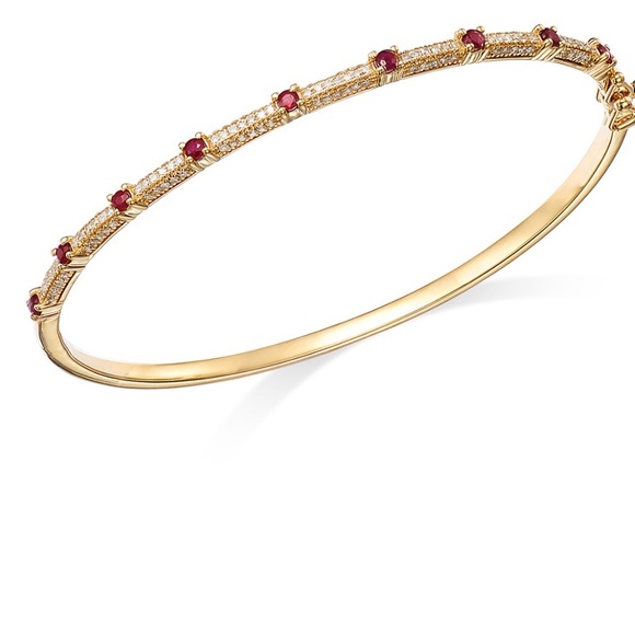 Bloomingdale's Jewelry - NWT. Bloomingdale's Ruby & Diamond Bangle Bracelet in 14K Yellow Gold